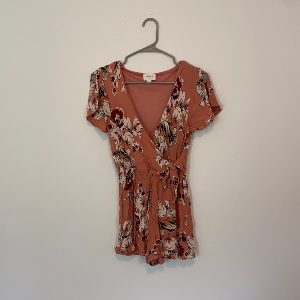 Peach floral romper